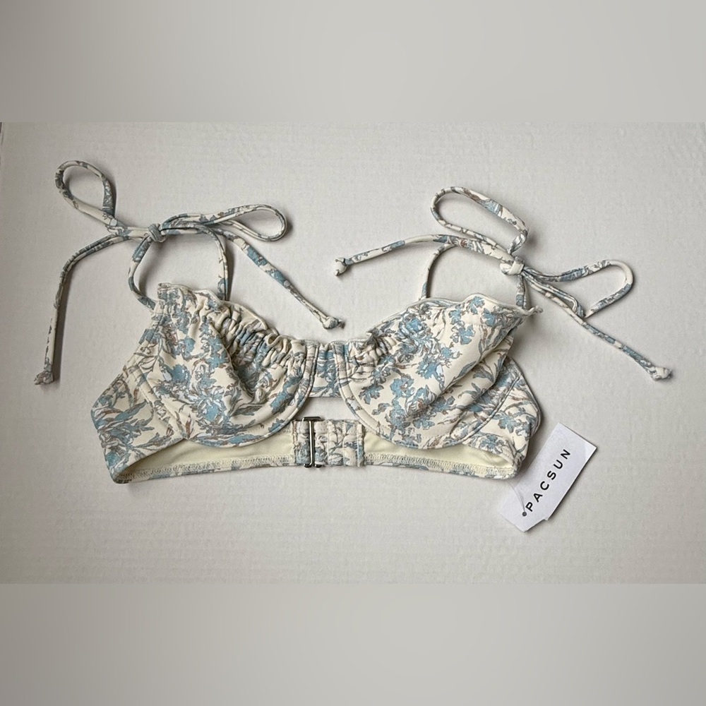 NWT PacSun Eco Swim Underwire Bikini Top Small Floral Tie Shoulder Cottagecore